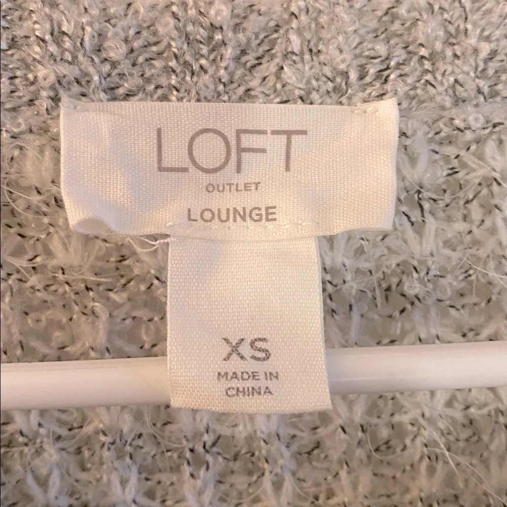 LOFT Heathered Gray Knit Fluffy Fuzzy Sweater